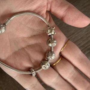 Pandora bracelet with charms